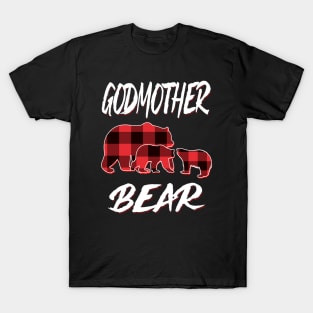 Godmother Bear Red Plaid Christmas Pajama Matching Family Gift T-Shirt